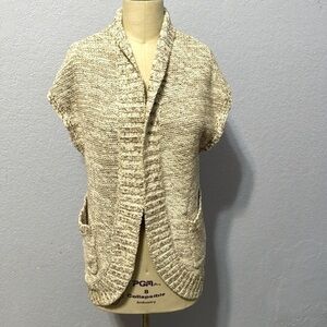 Alice + Olivia Knit Sleeveless Cocoon Oatmeal Cardigan Sweater Vest